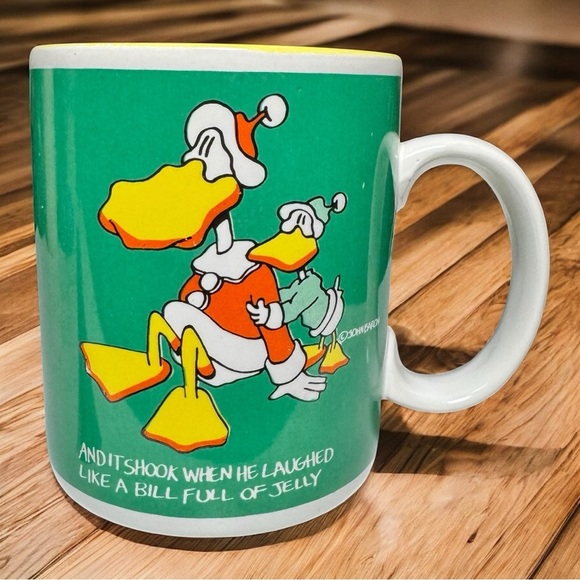 💚 Vintage DuckTales Mug 1984 Enesco | 14 oz Green Donald Duck Laughing Jelly Cu - Picture 3 of 6
